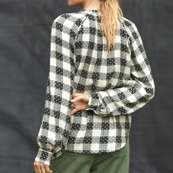 Pilcro Breezy Buttondown Checkered Blouse - Picture 3 of 13